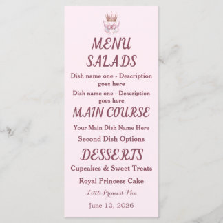 Roze Gouden Prinses Kroon Vlinder Envelop Voering Menu