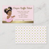 Roze Gouden Prinses Luier Raffle Tickets Informatiekaartje (Voorkant / Achterkant)