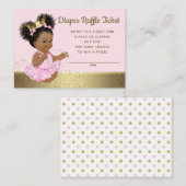 Roze Gouden Prinses Luier Raffle Tickets Informatiekaartje (Voorkant / Achterkant)