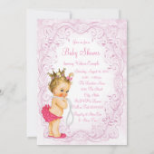 roze gouden prinses parel baby meisje douche kaart (Achterkant)