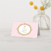 Roze Gouden Prinses Plaats Kaarten Tafelnummer Plaatskaartje (Voorkant)