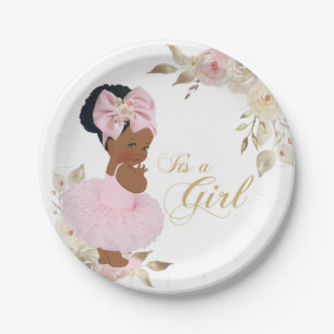 Roze Gouden Prinses Tutu Baby Borrel Papieren Bord