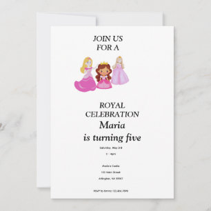 Roze & Gouden prinses verjaardagsuitnodiging Kaart