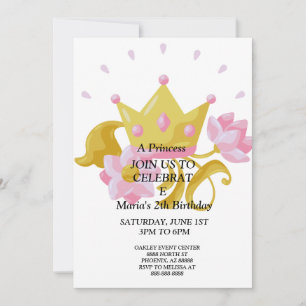 Roze & Gouden prinses verjaardagsuitnodiging. Kaart