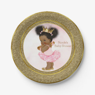 Roze Gouden Prinses Vintage Zwarte Baby Meisje Sho Papieren Bordje