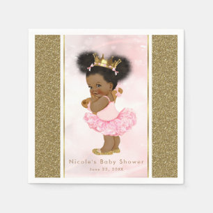 Roze Gouden Prinses Vintage Zwarte Baby Meisje Sho Servetten