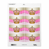 Roze Gouden Prinses Waterfles Etiketten (Full Sheet)