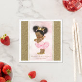 Roze Gouden Prinses  Zwart Baby Meisje Douche Servetten (Insitu)