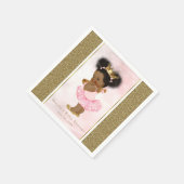 Roze Gouden Prinses  Zwart Baby Meisje Douche Servetten (Hoek)