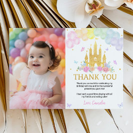 Roze Gouden Prinsessen Kasteel Verjaardag Bedankt 