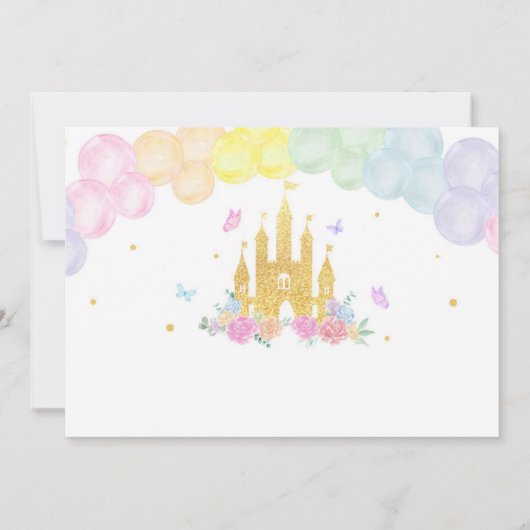 Roze Gouden Prinsessen Kasteel Verjaardag Bedankt (Achterkant)