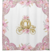 Roze Gouden Prinsessen Koets Douchegordijn (Voorkant)
