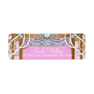 Roze Gouden Prinsessen Kroon & Koets Sweet 16 Fees Etiket