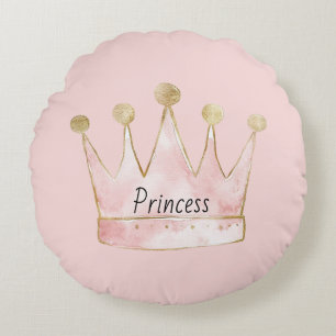 Roze Gouden Prinsessen Kroon Rond Kussen