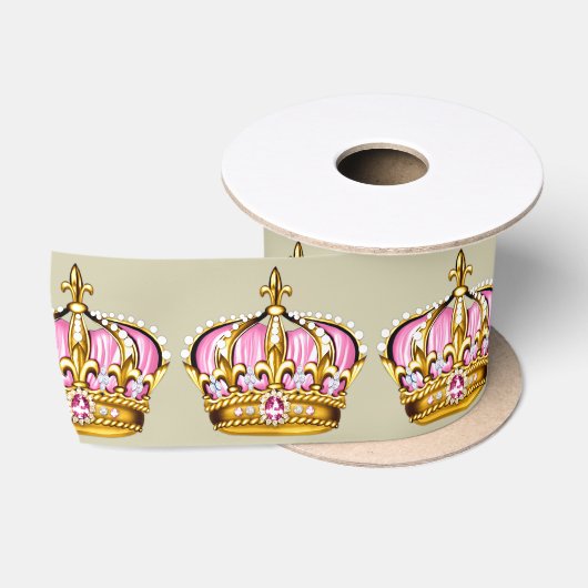 Roze Gouden Prinsessen Kroon Satijnen Lint (Spoel)