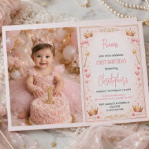 Roze Gouden Prinsessen Kroon Sprookje 1e Verjaarda