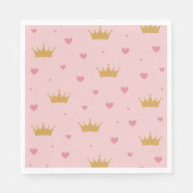 Roze & Gouden Prinsessenpatroon Servet
