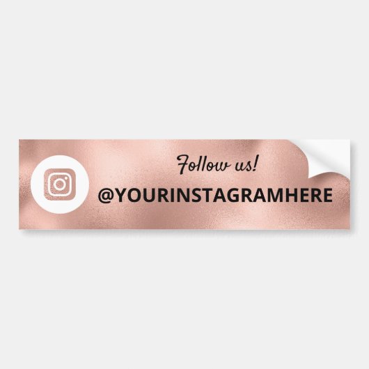 Roze Gouden Promotionele Instagram Bumpersticker (Voorkant)
