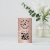 Roze Gouden QR Code Cirkel Zakelijk Logo Visitekaartje (Staand voorkant)