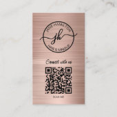 Roze Gouden QR Code Cirkel Zakelijk Logo Visitekaartje (Voorkant)