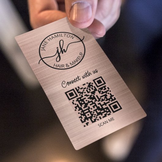 Roze Gouden QR Code Cirkel Zakelijk Logo Visitekaartje