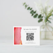 Roze Gouden QR Code Huwelijk Informatiekaartje (Staand voorkant)