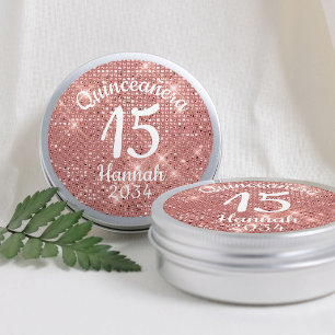 Roze Gouden Quinceañera 15e Verjaardag Favorietjes Ronde Sticker