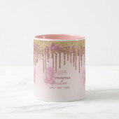 Roze Gouden Quinceanera Aangepast Cadeau Zwart Haa Mok (Midden)
