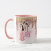 Roze Gouden Quinceanera Aangepast Cadeau Zwart Haa Mok (Links)