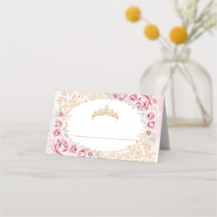 Roze Gouden Quinceanera Plaatskaartje