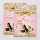 Roze Gouden Quinceanera Prinses 15e Verjaardag Kaart (Voorkant / Achterkant)