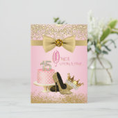 Roze Gouden Quinceanera Prinses 15e Verjaardag Kaart (Staand voorkant)