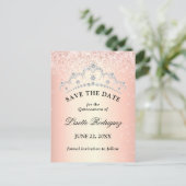 Roze Gouden Quinceanera Save The Date Briefkaart (Staand voorkant)