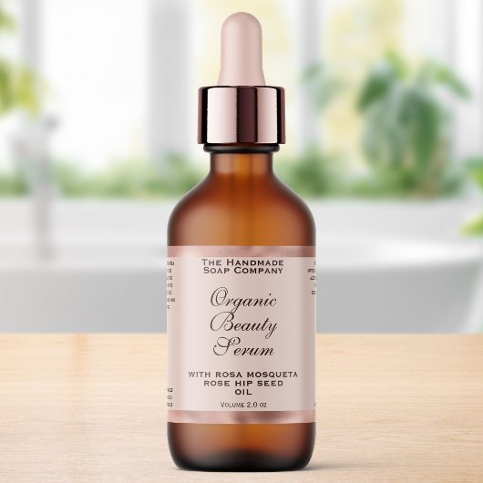 Roze Gouden Rand Cosmetica Druppelfles Etiket