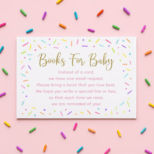 Roze Gouden Regenboog Baby Sprinkle Boeken voor Ba Informatiekaartje