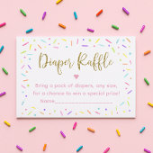 Roze Gouden Regenboog Baby Sprinkle Luier Raffle Informatiekaartje