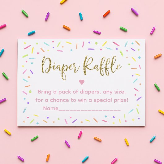 Roze Gouden Regenboog Baby Sprinkle Luier Raffle Informatiekaartje