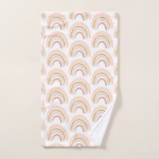 Roze & Gouden Regenboog Elegant Boho Patroon Bad Handdoek (Handdoek)