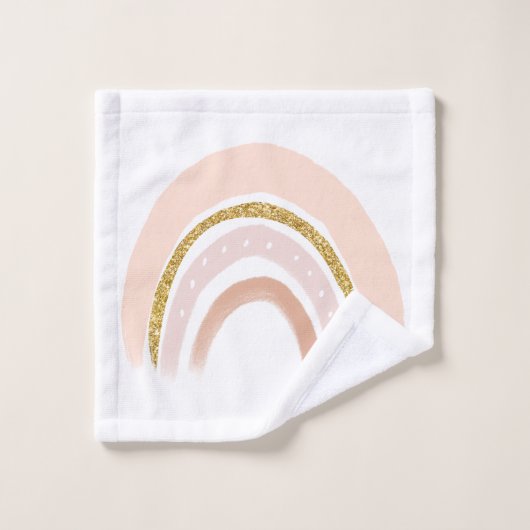Roze & Gouden Regenboog Elegant Boho Patroon Bad Handdoek (Wasdoekje)