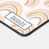 Roze & Gouden Regenboog Elegant Boho Patroon Bureaumat (Hoek)