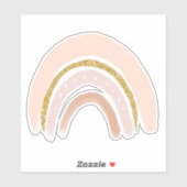 Roze & Gouden Regenboog Elegante Boho Sticker (Vel)