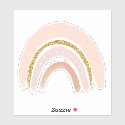 Roze & Gouden Regenboog Elegante Boho Sticker (Vel)