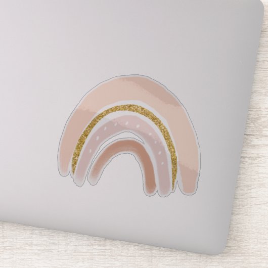 Roze & Gouden Regenboog Elegante Boho Sticker (Detail)
