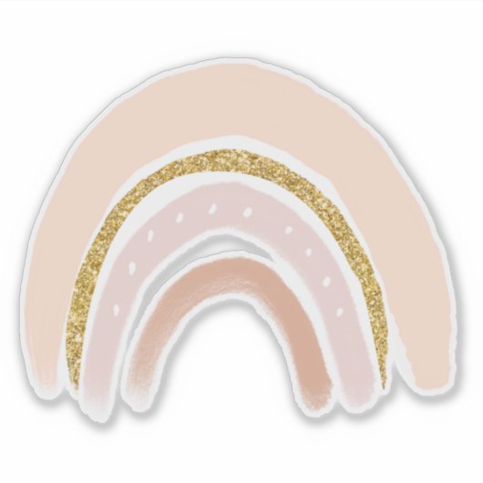 Roze & Gouden Regenboog Elegante Boho Sticker (Voorkant)