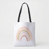Roze & Gouden Regenboog Elegante Boho Tote Bag (Voorkant)