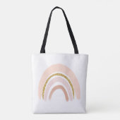 Roze & Gouden Regenboog Elegante Boho Tote Bag (Achterkant)