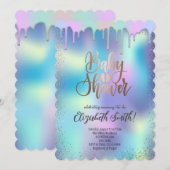 Roze gouden, regenboogkleurige sterren Baby Shower Kaart (Voorkant / Achterkant)