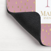 Roze Gouden Regendruppel Moderne Trendy Monogram Muismat (Hoek)