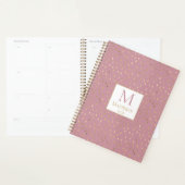 Roze Gouden Regendruppel Moderne Trendy Monogram Planner (Display)