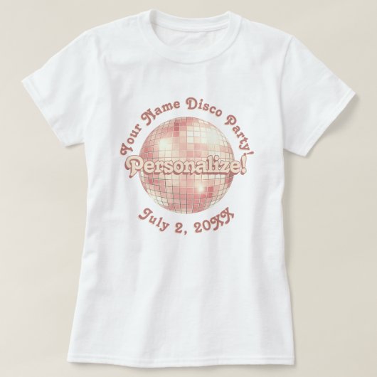 Roze Gouden Retro Disco Bal PERSOONLIJK T-shirt (Design voorkant)
